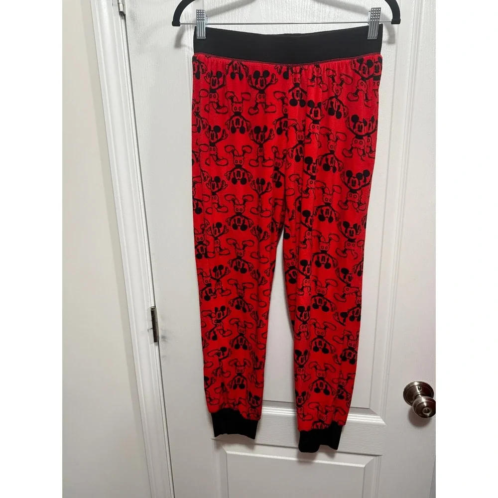 Disney‎ Mickey Mouse Red Pajama Set Sleepwear Top Pants Womens S cozy soft - Picture 4 of 15